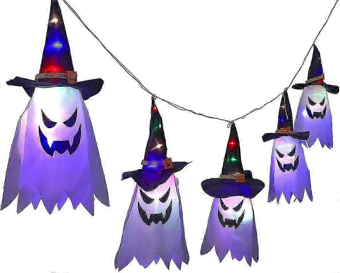 Halloween Decoration Witch Hats String Lights Ghost Hanging Lamp Ghostface Light 5psc