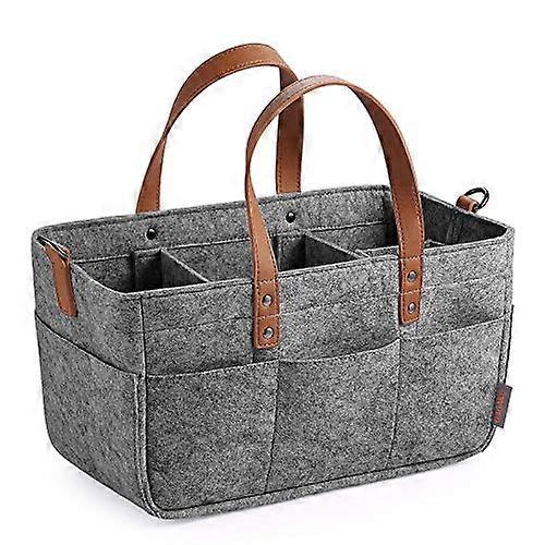 Baby Caddy Nappy Organiser Bin For Nursery Storage With Handles And Changeable Compartments, Home Car Travel, Dark Grey