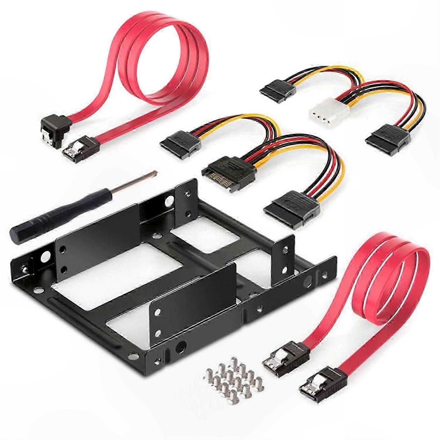 Universal 2.5 to 3.5 Inch External Hard Drive Mounting Bracket Adapter with SATA Data and Power Connection Metal Kit