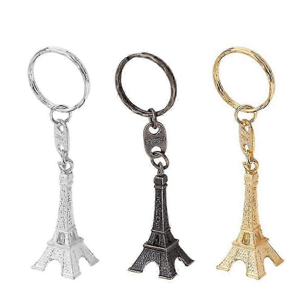12pcs Retro Keyring Eiffel Tower Key Chain Mini Keychain Pendant Decorations (golden/silver/bronze).z