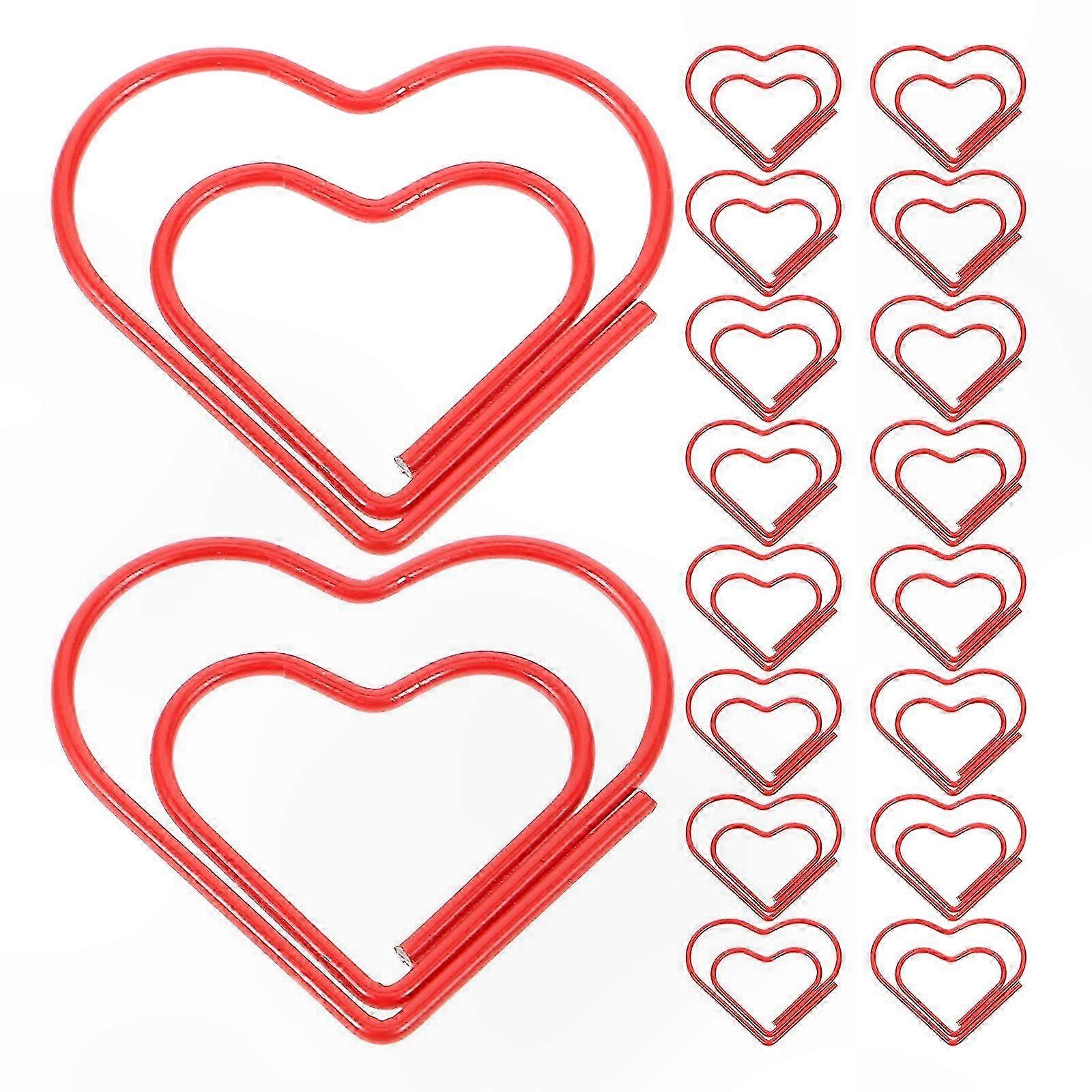 Red Heart-Shaped Paper Clips, 100-Pack, Perfect for Bookmarks and Office Use