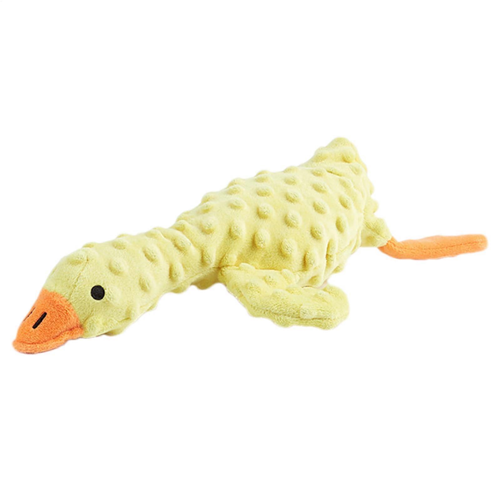 Stuffed Dog Toys Squeaky Plush Chew Toy Aggressive Chewers Interactive Treat-Hiding Teething Small Large Breed Yellow