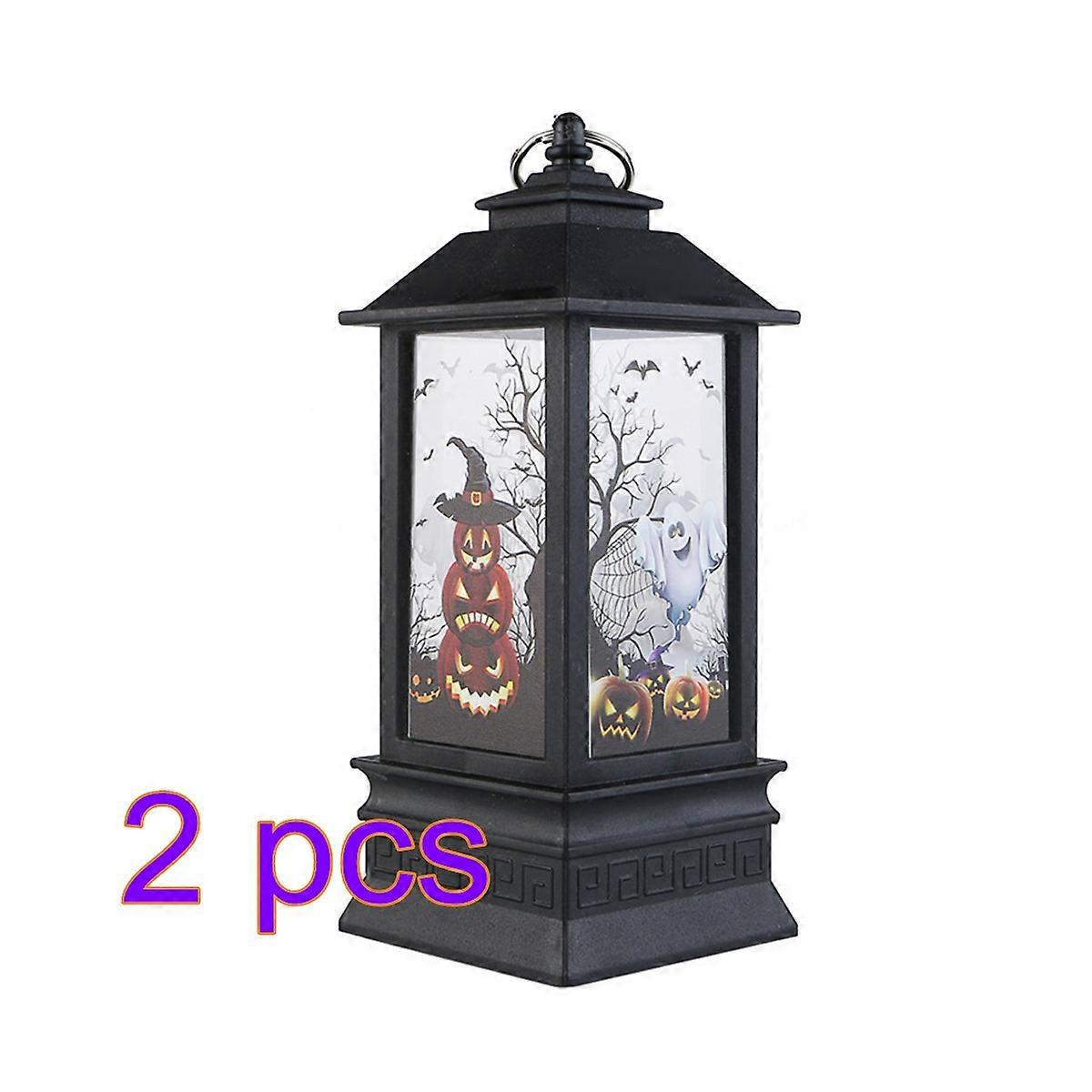 2Pcs Halloween LED Lamp Simulation Candle Flame Lamp for Lighting Black