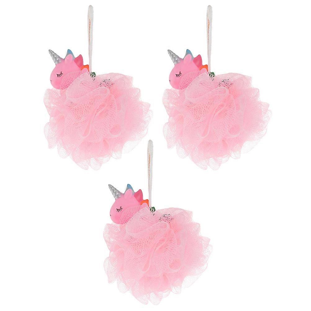 Cleaning Shower Mesh Bath Mesh Balls for Shower 3Pcs Pink Set