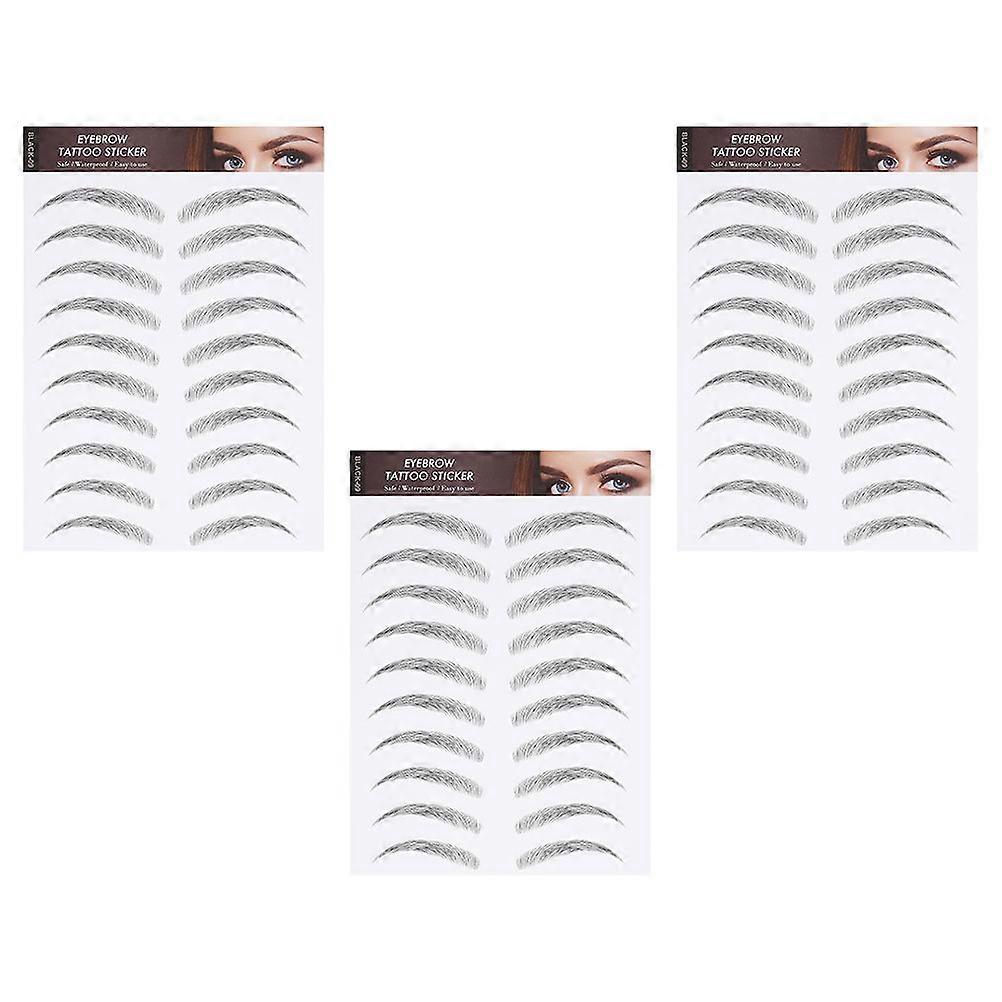 Waterproof Eyebrow Decal 3 Sheets For Women With Light Or Sparse Eyrows Black Temporary Eyrow Solution 3Pcs