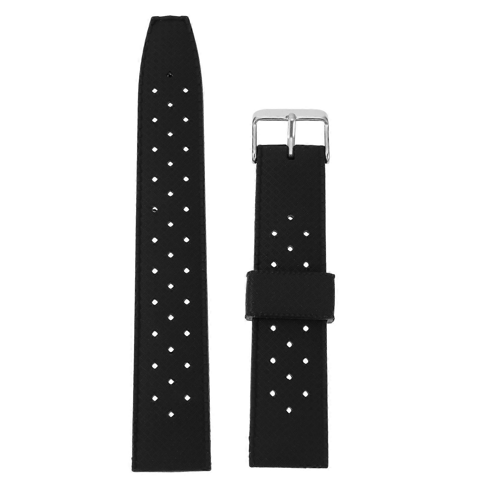 Black Silicone Watch Strap for Smart Watch Replacement 2Pcs Breathable