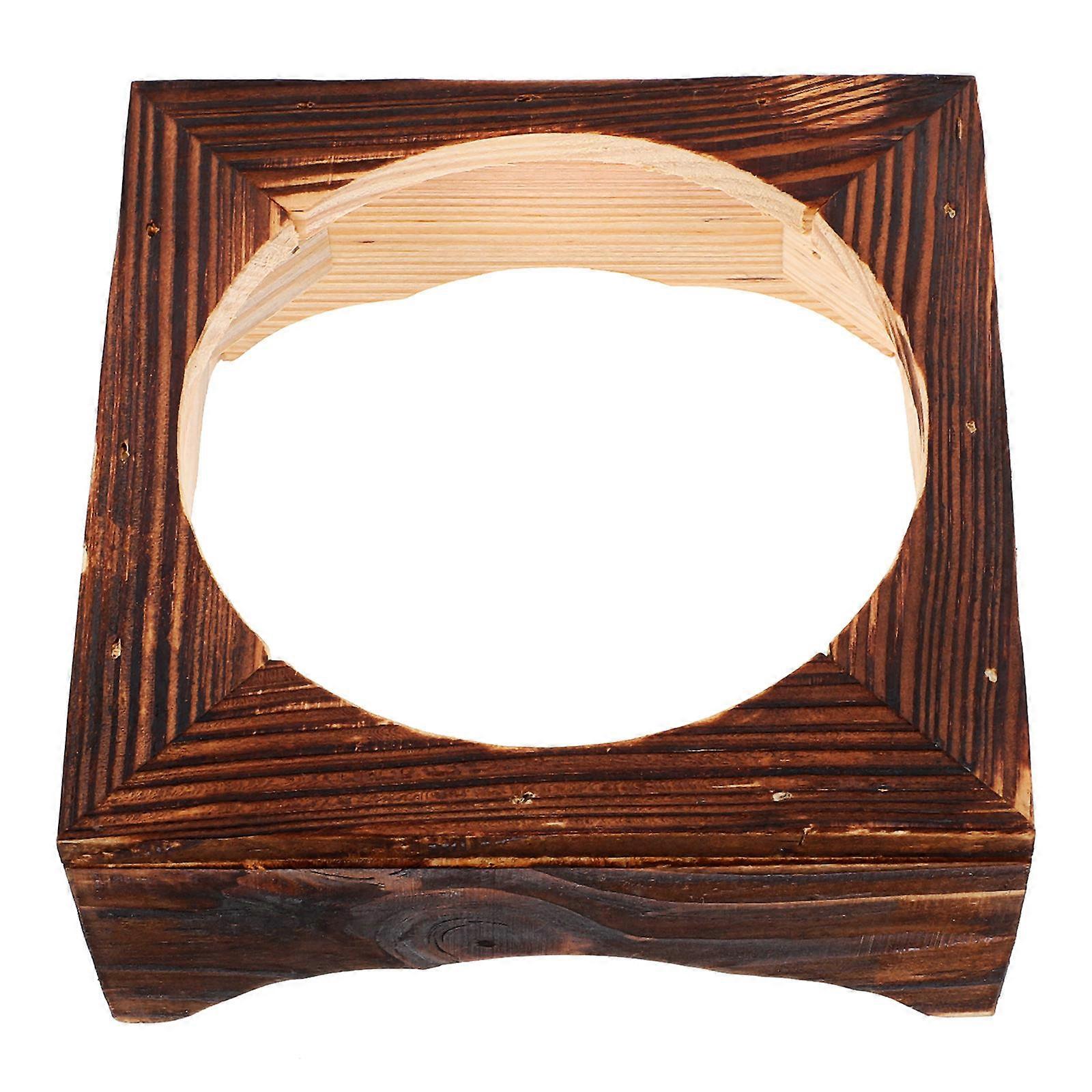 Wood Rack for Pot Use with 5Pcs Stone Pot Stands for Tabletop