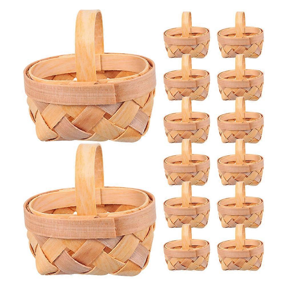 Wood Beige Mini Woven Baskets Small Storage Baskets 28Pcs Set