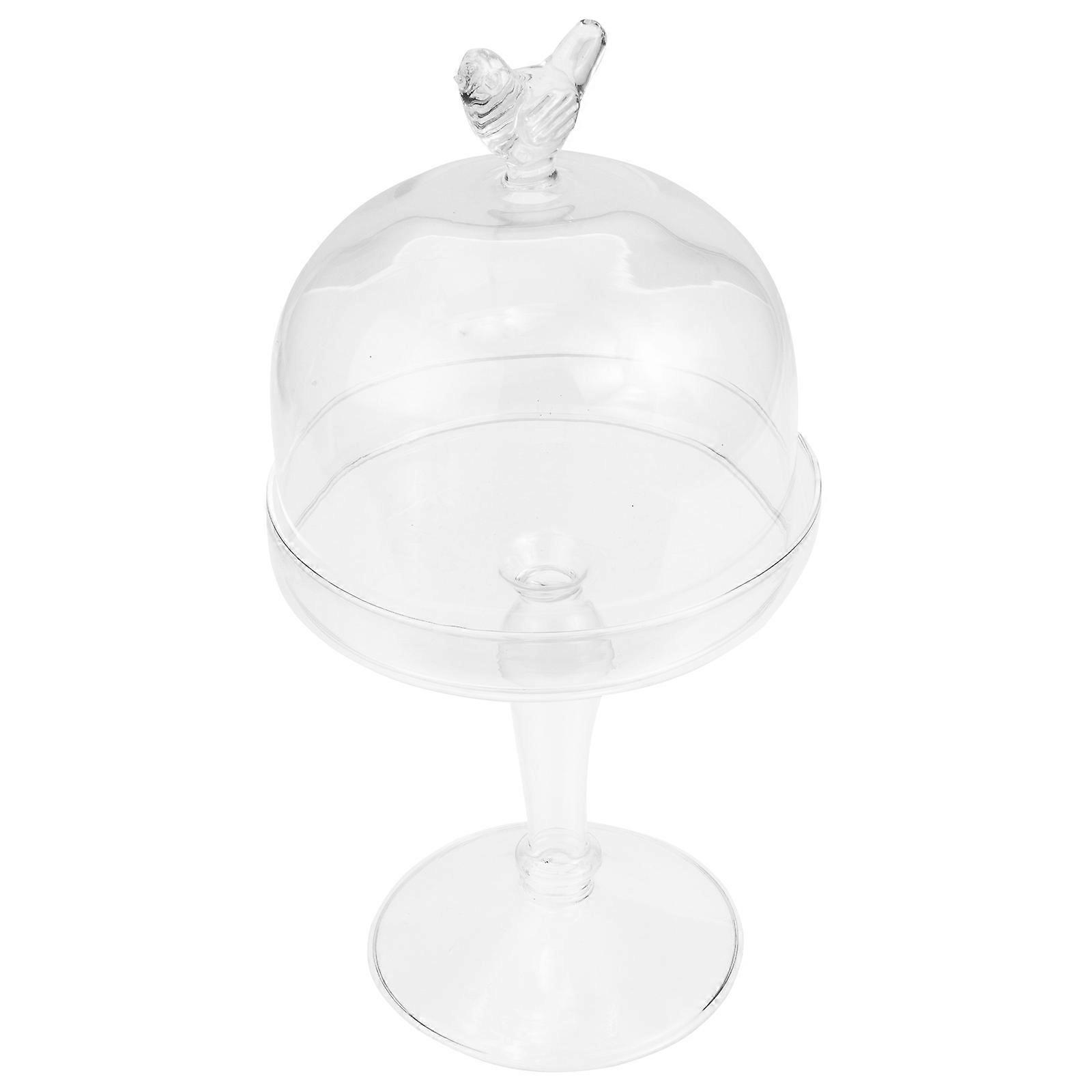 Glass Cake Stand with Dome Cake Plate Server for 3Pcs Transparent Serving Set