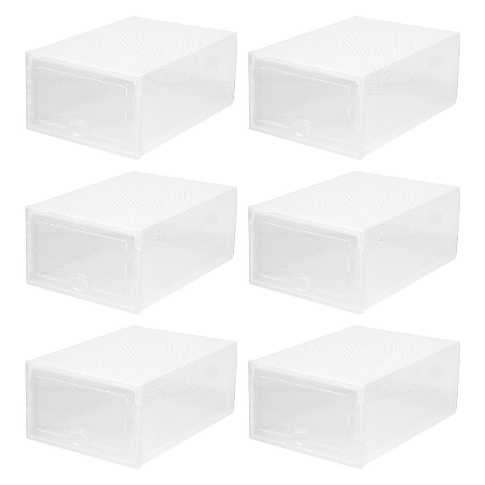 Transparent Plastic Shoe Storage Container 6 Pcs Stackable Home Organization Drawer Type 33X23X14CM Dust-Proof