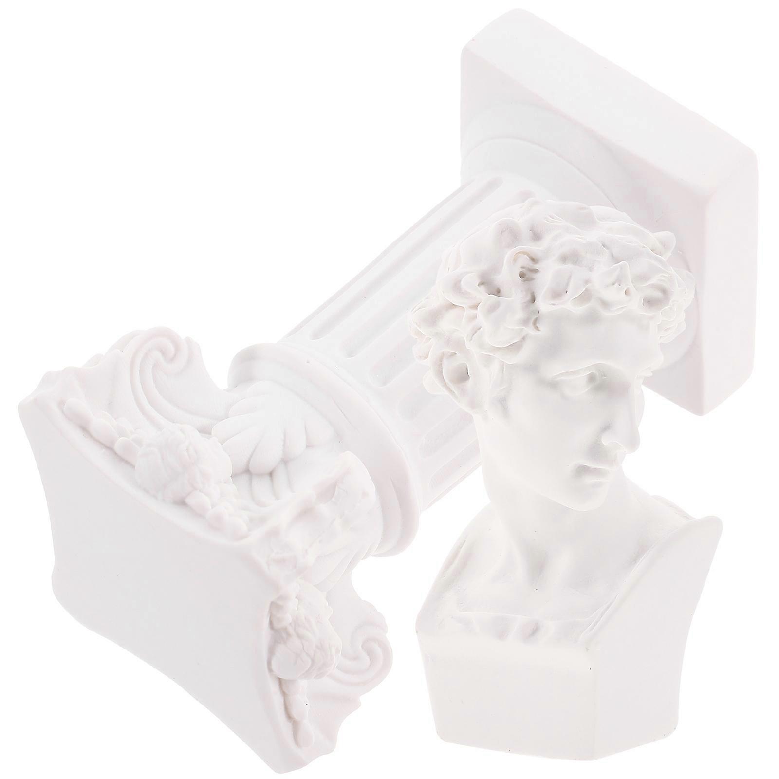 David Resin Sculpture for Decor 3Sets Roman Column Statue
