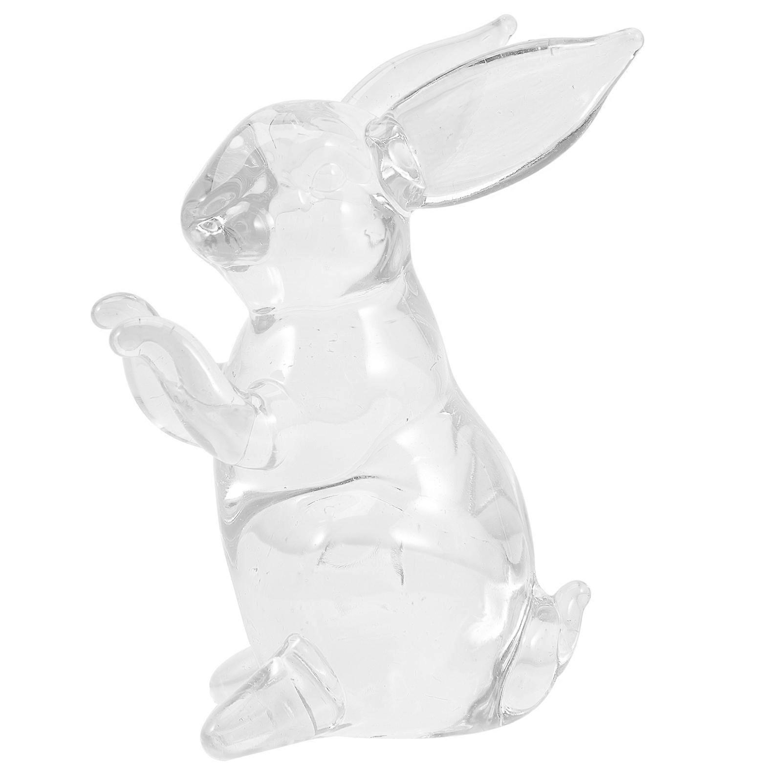 Crystal Bunny Ornament for Decor 4Pcs Transparent Standing Rabbit Figurines