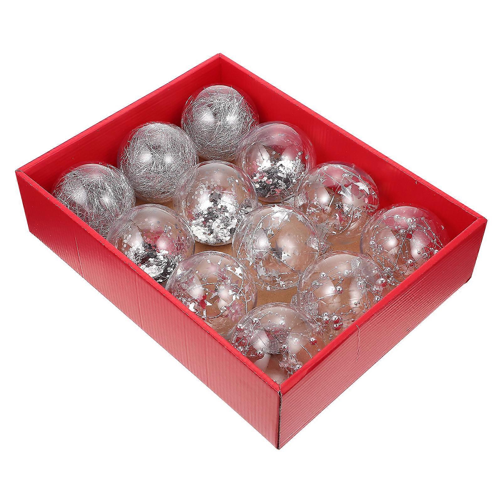 Silver Christmas Tree Hanging Balls for Decor 3 Boxes Set
