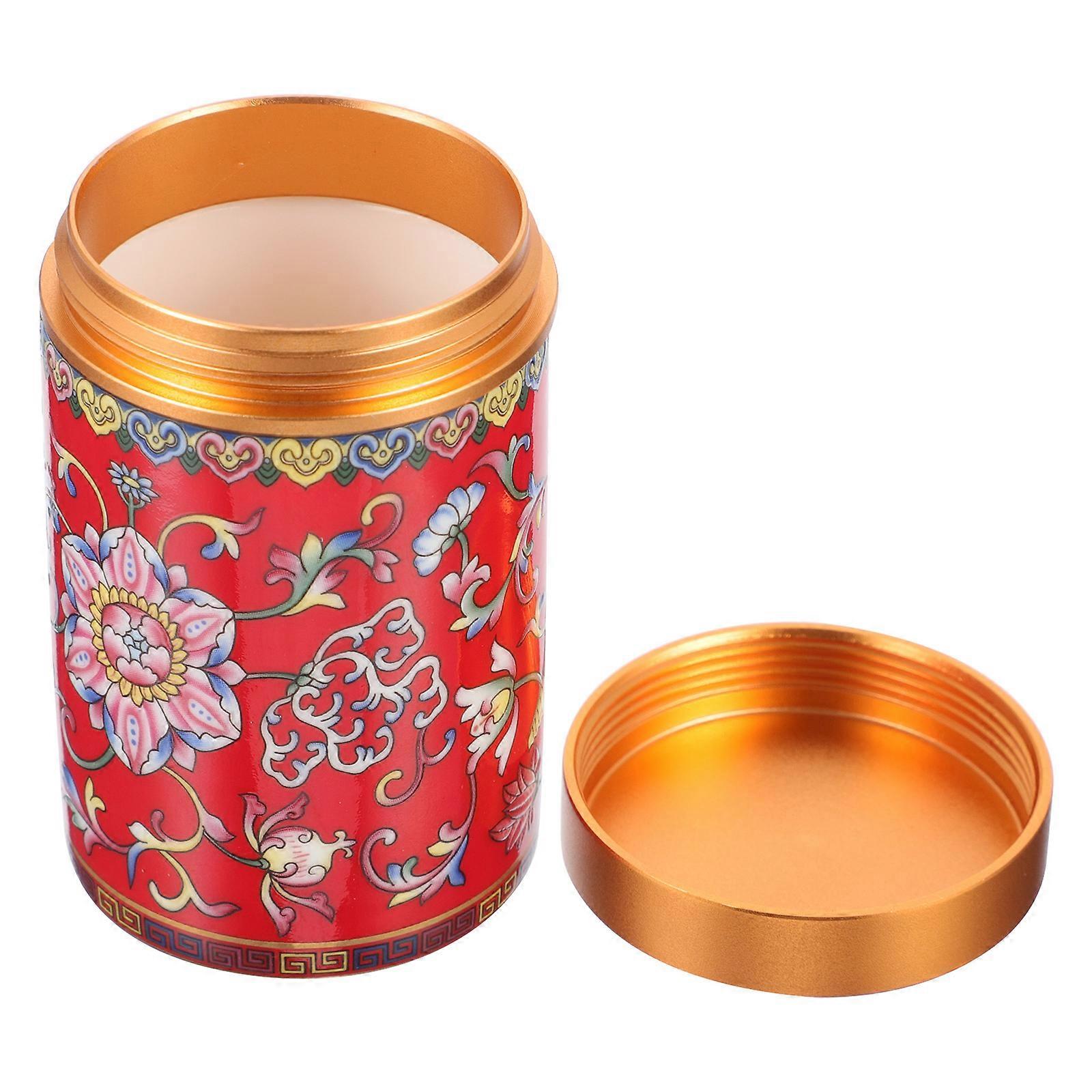 Loose Tea Container 80ml Enamel Storage Can Red Ceramic Jar For Restaurant Use Tea Lovers 1Set