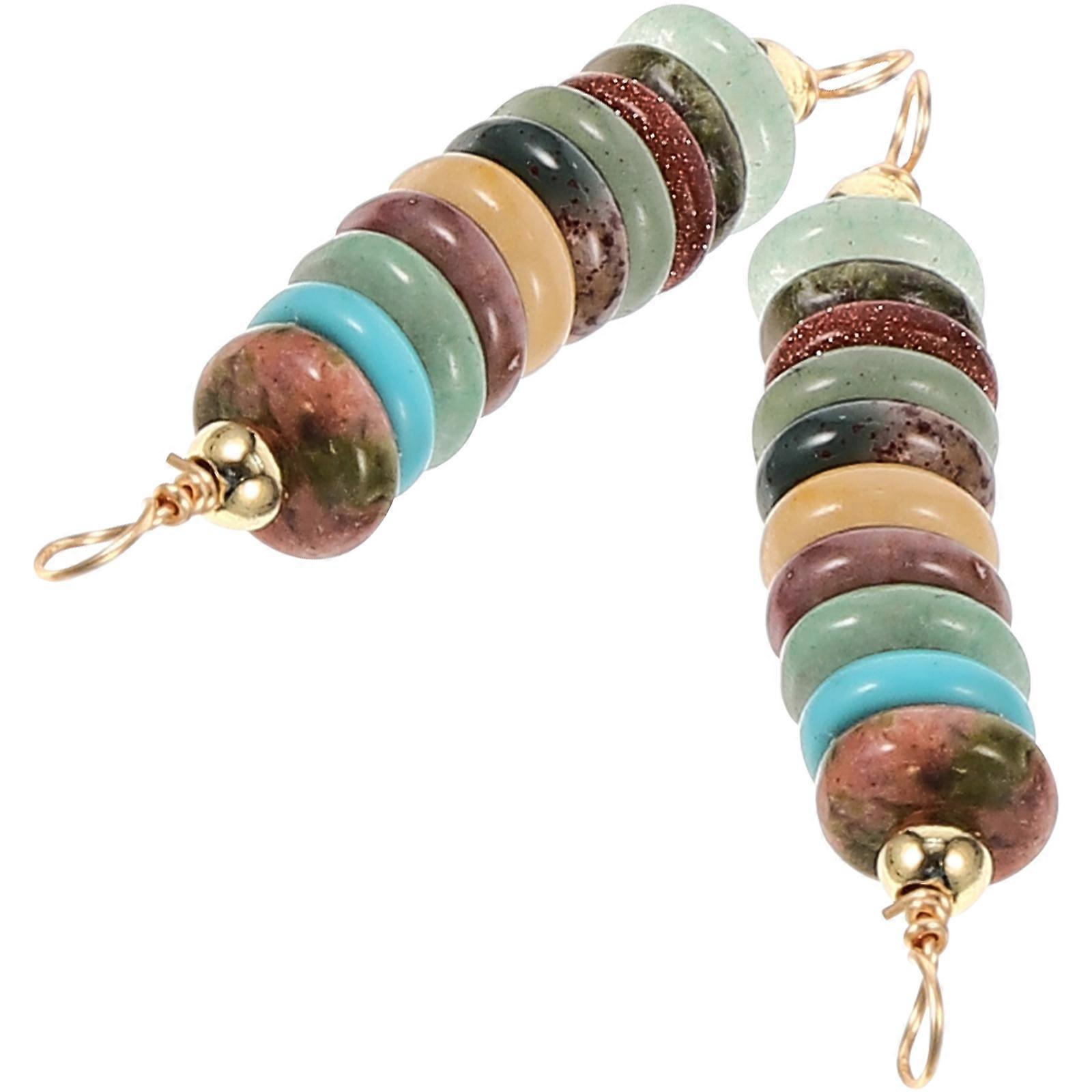 Durable Copper And Natural Stone Bead Spacers Perfect For DIY Jewelry Making By Hobbyists In Multi Color 2Pcs