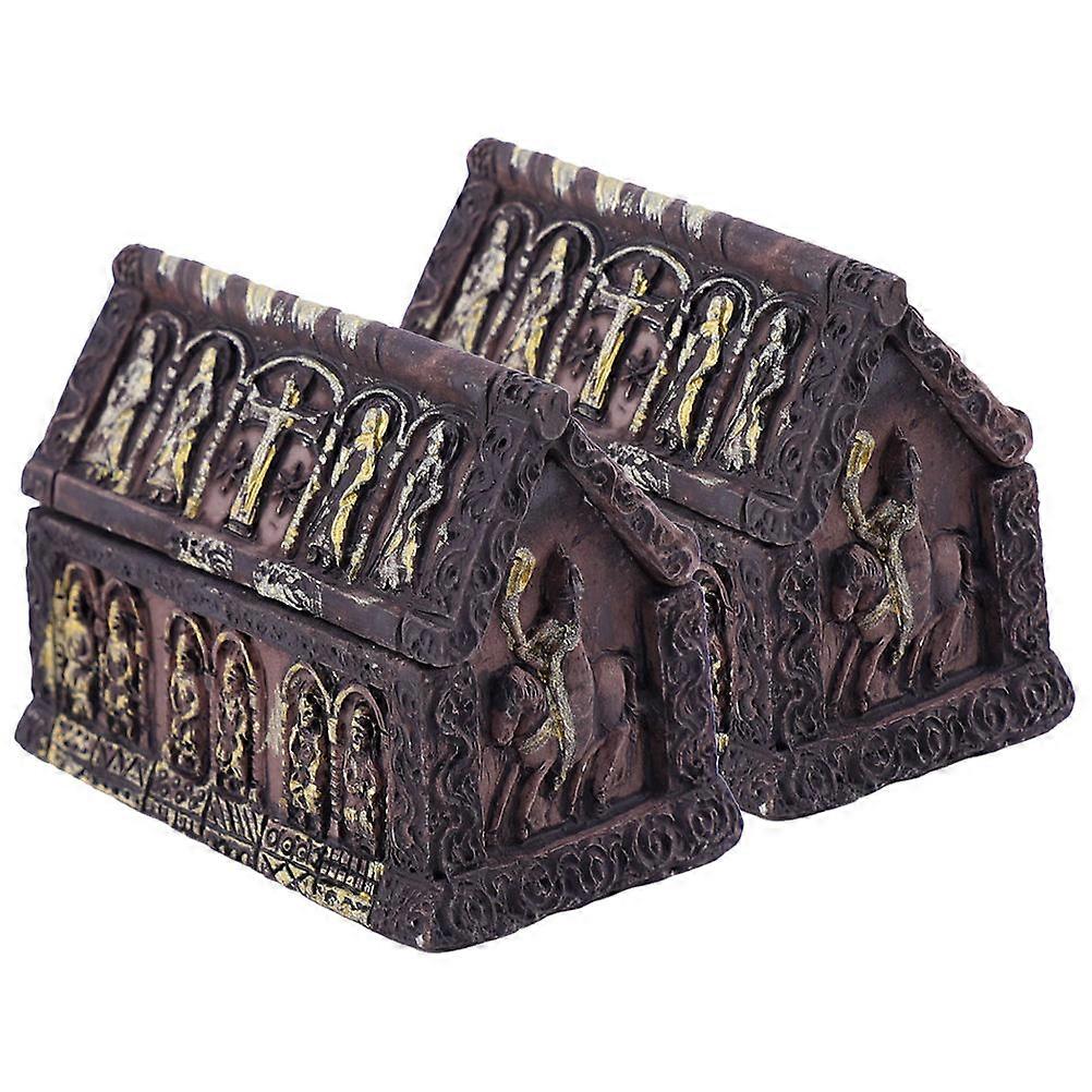 Resin Halloween Miniature Coffin Boxes for 4Pcs Micro Landscape Decor