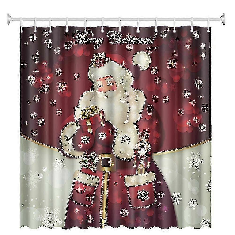 180x180cmクリスマスシャワーカーテン3Dプリントカーテンサンタクロースホーム装飾カビプルーフ防水布バスルーム装飾シャワーカーテン