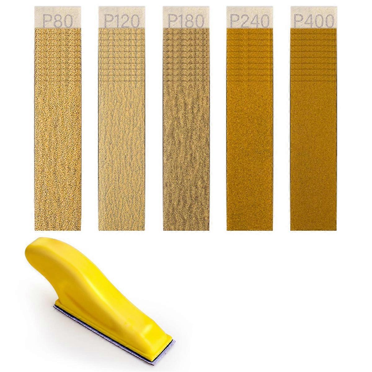 Kit de lixadeira microtipo com 50 peças de lixa, folhas de lixa de grão 80 a 400 3,5 x 1,1 polegadas úmidas e secas