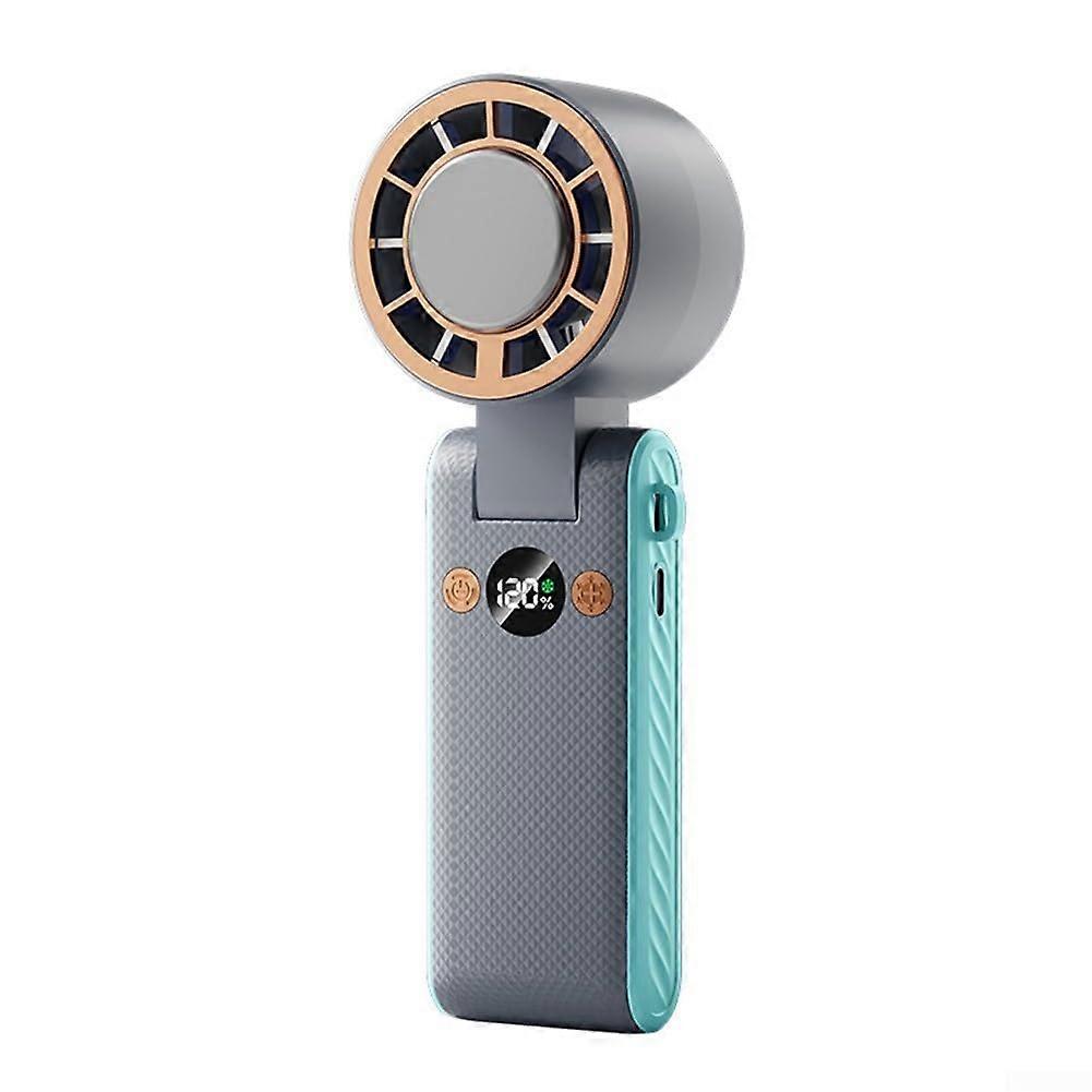 Portable Folding Neck Fan Semiconductor Cooling Tech LED Display 120 Speed Settings Ultra Quiet 37 dB HandsWearable Gray