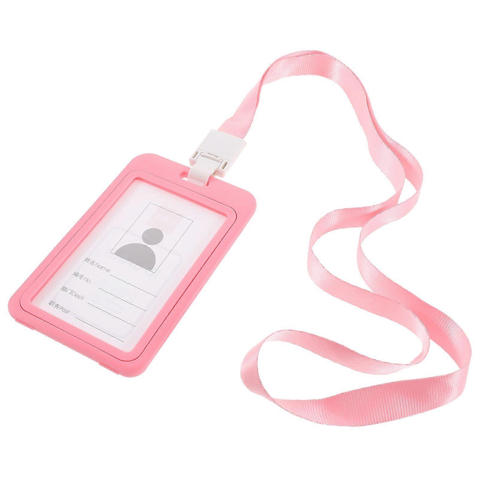 1 Set of Simple Tag Sleeve Name Tag Holder ID Holder with Lanyard Portable Card Holder Office Supply