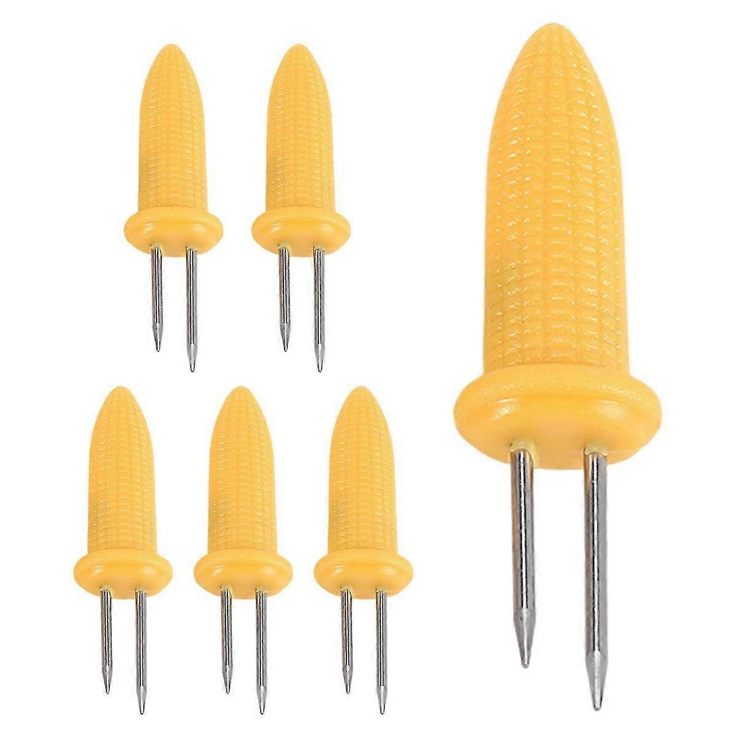 6 Pieces of Corn Rack Corn on the Cob Stainless Steel Corn Rack Fork Skewers with Silicone Handle