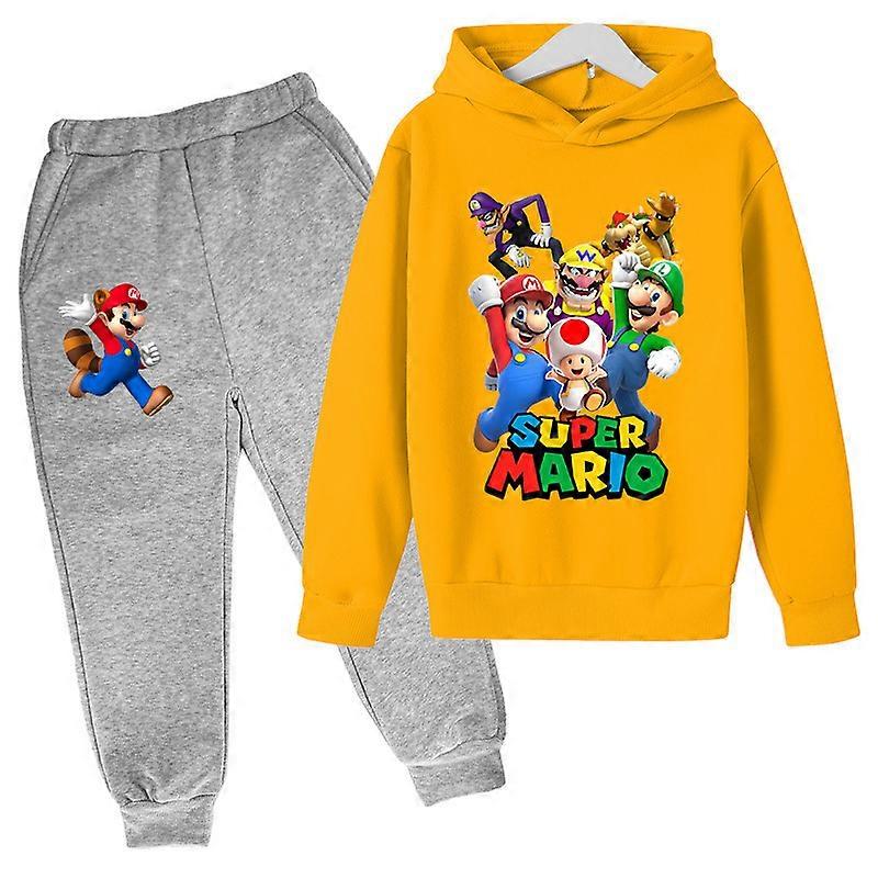 High Quality Cartoon Pattern Mario Children's Sweatshirt Set Outdoor Sports Hoodie Pullover