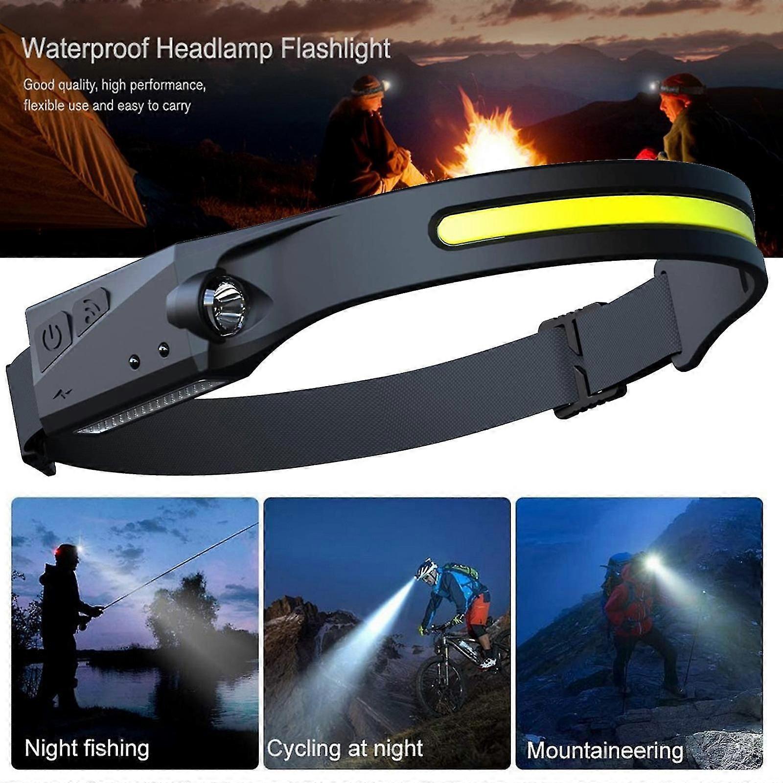 Induction Headlamp Cob Led Head Lamp Flashlight Usb Rechargeable Torch 5 Lighting Modes Work Light