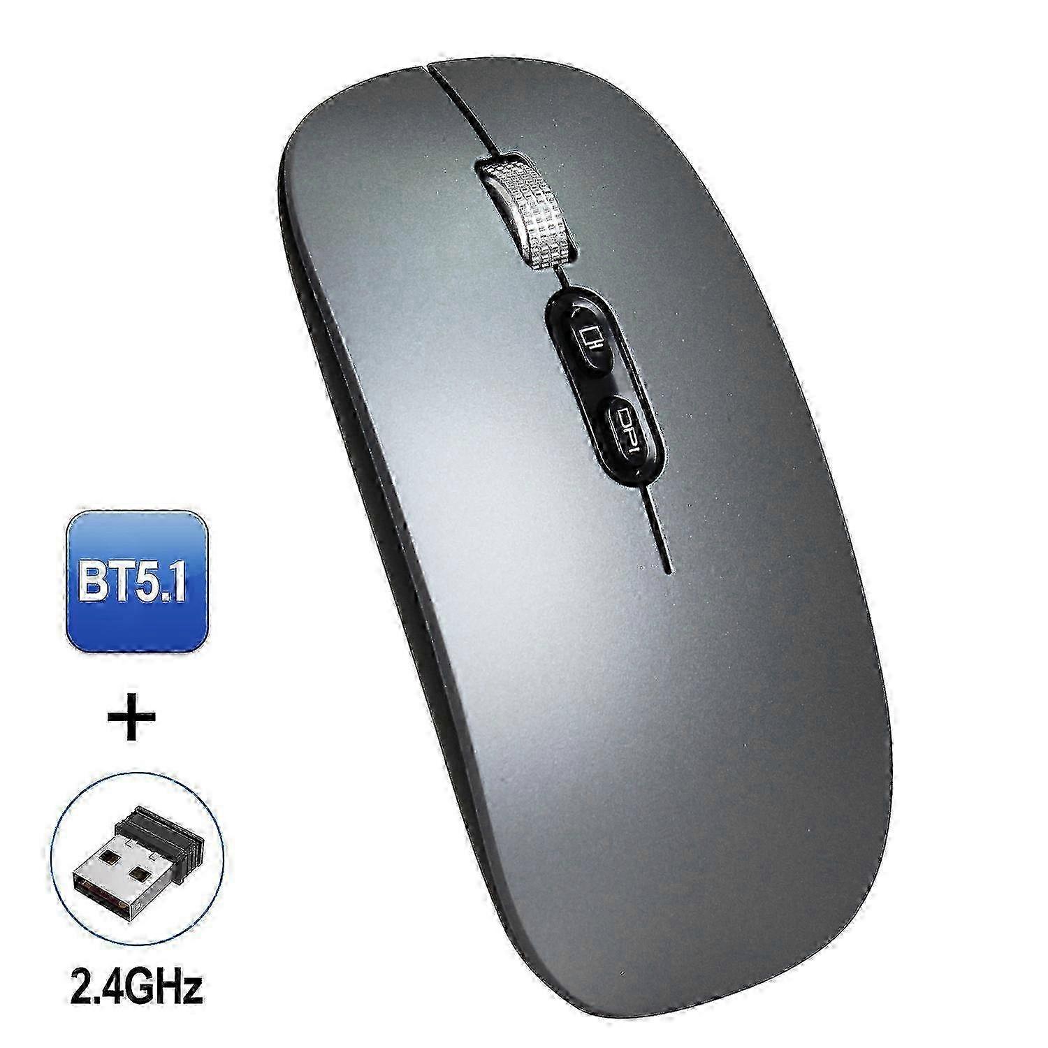 HXSJ M103 1600DPI Dual Mode 2.4GHz + Bluetooth 5.1 Wireless Rechargeable Mouse