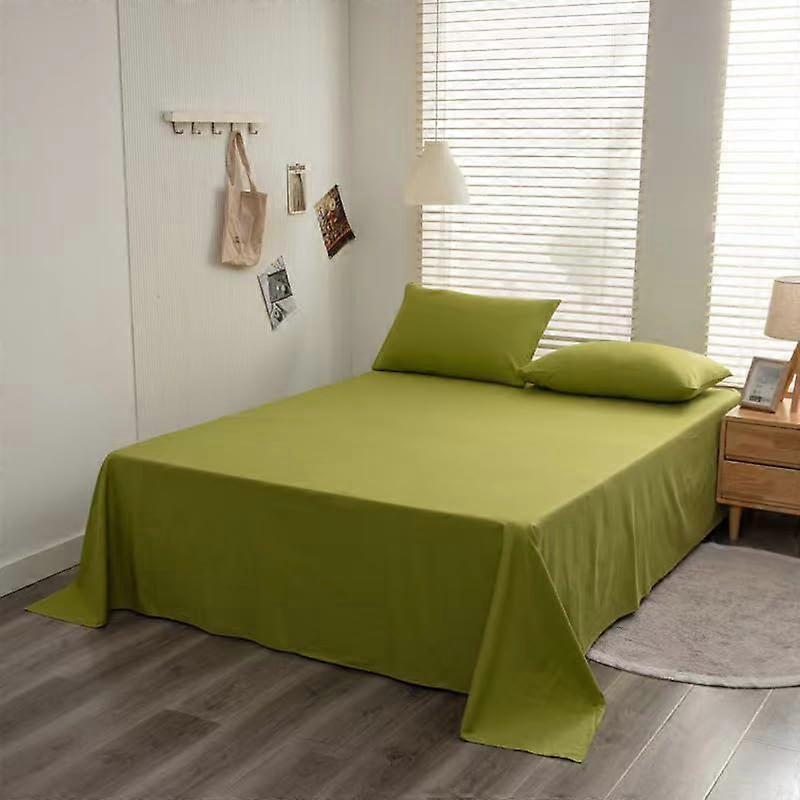 Pure Cotton Bed Spread 245x270cm Fruit Green Solid Color Washed Cotton For 2M Bed