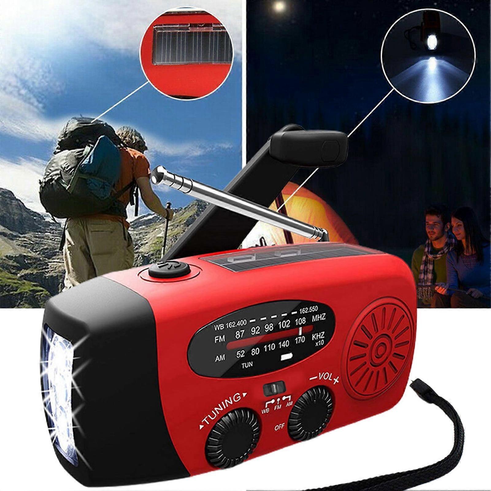 SUSUchens Radio Multifunctional Sensitive Portable Solar Hand-crank AM/FM/WB Weather Radio for Home Blue