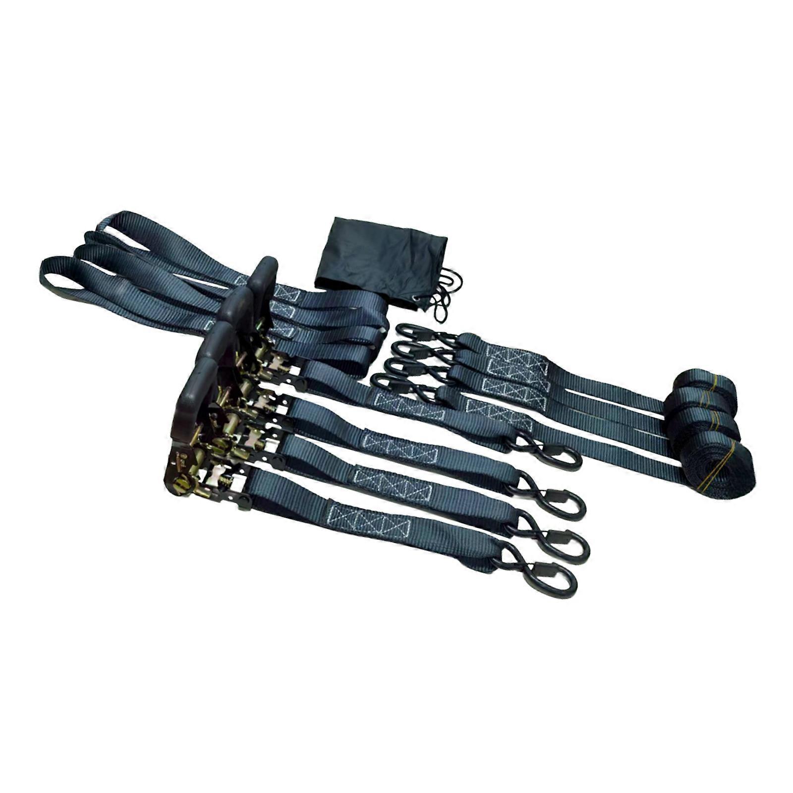 Industrial Strength Ratchet Straps With Soft Loop Connector  2200Lbs Load Compact Storage For Boats Trailers Multicolor