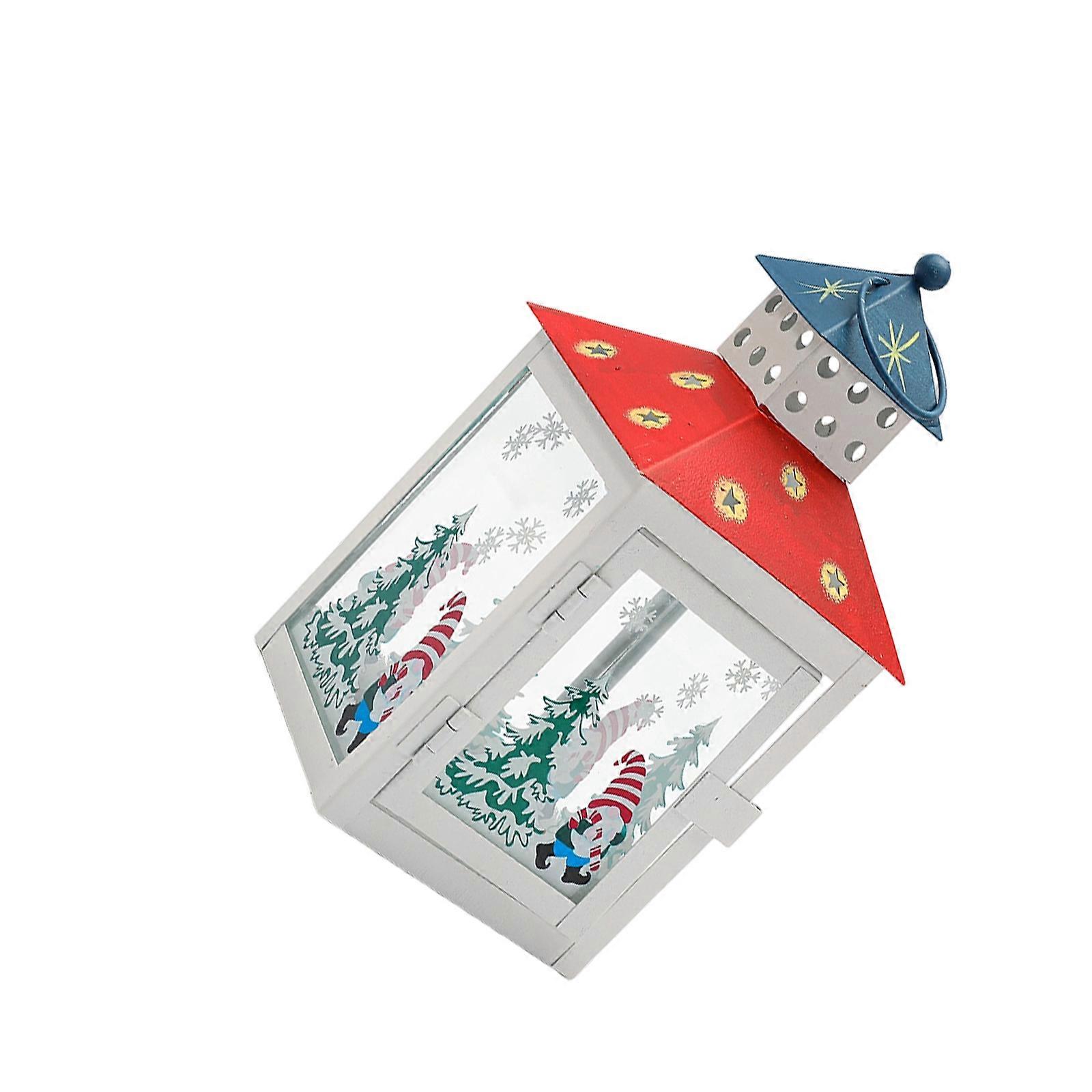 Christmas Decorative Candle Holders Iron Base With Cutout Pattern Creates Warm Environment Lighting  red white