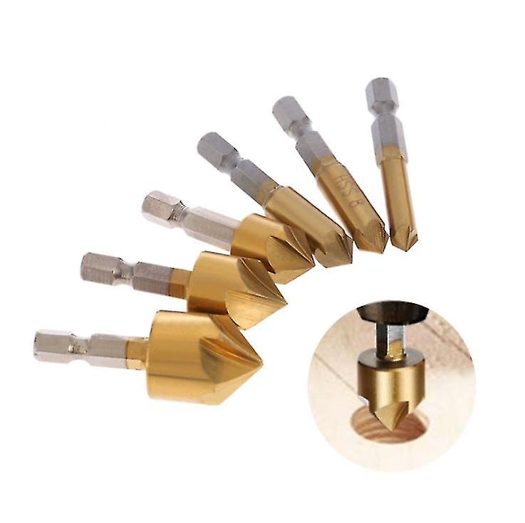 Pxcl 6-19mm Hex Shank Titanium Plated Five Blades Chamfer Tool 90 Degree Deburring