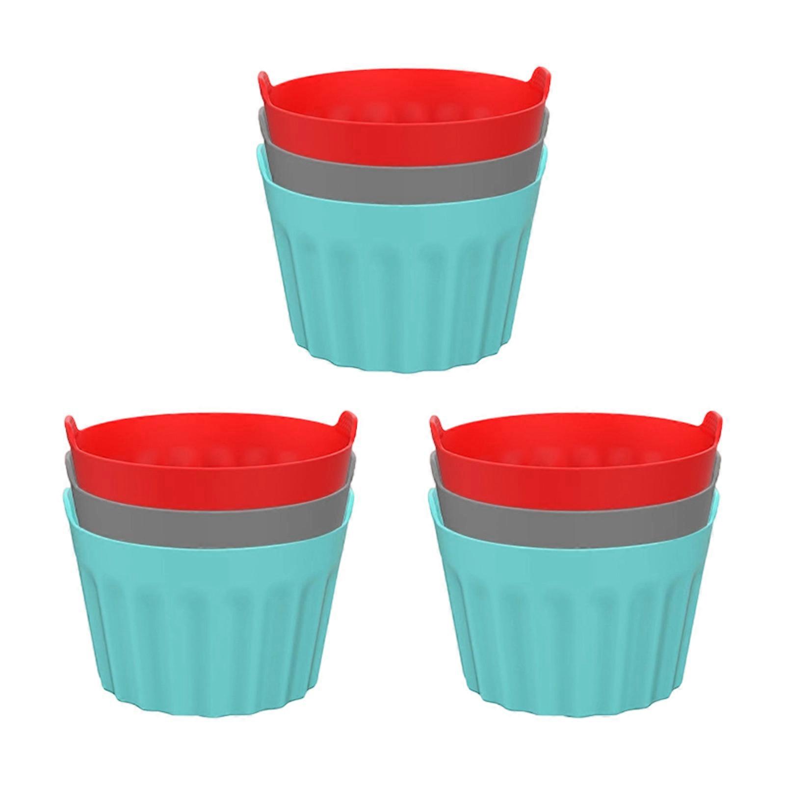 3/6/9Pcs Reusable Large Muffin Small Mold Air Frying Machine Egg Mould Silicone Nonstick Air Frying Machine Microwave Multicolor