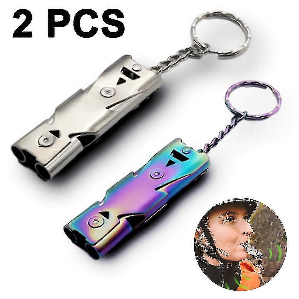 Signal Whistle Double Tubes Emergency Survival Whistle Key Chain