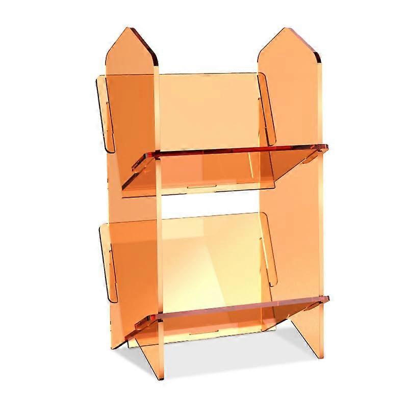Bookshelf Organizer with MultiLayer Storage Rack for Desktop or Floor, Orange TwoTier Bookcase