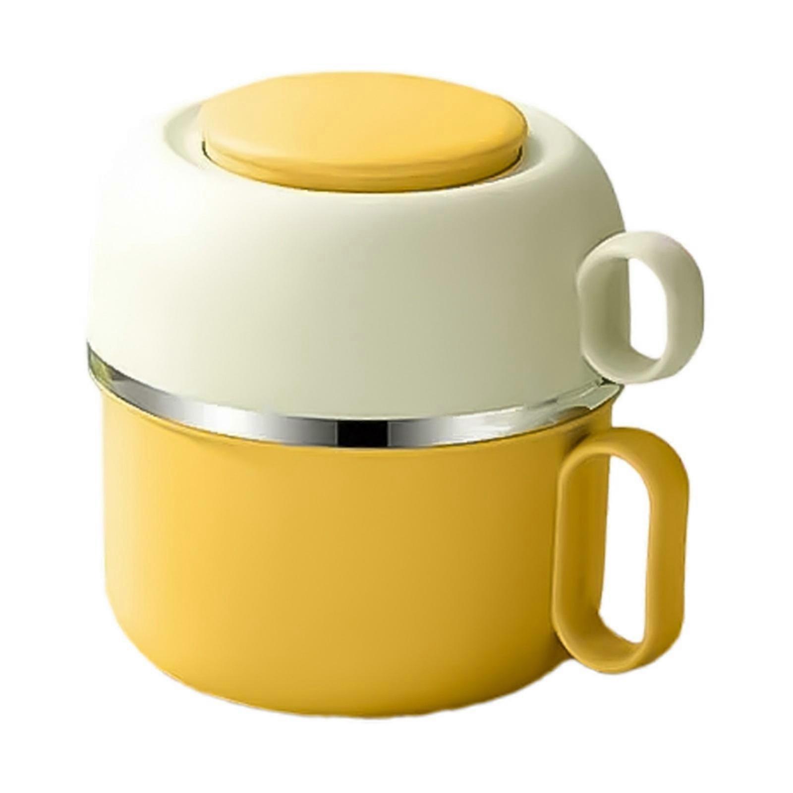 Steel 2 Layer Lunch Container 304 Rust Proof Construction Spill Proof Food Bowl Bentos Box For Daily Use Office Students  Yellow