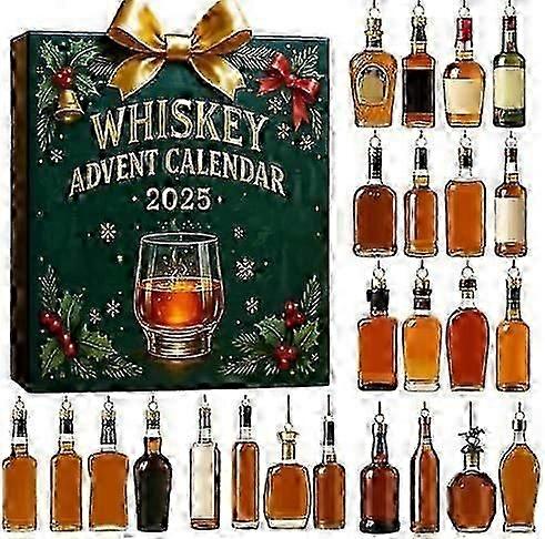 2025 Whiskey Advent Calendar - Whiskey Arrival Beer Advent Calendar, 24 Days Festival Calendar for Christmas Countdown, 2D Flat Design