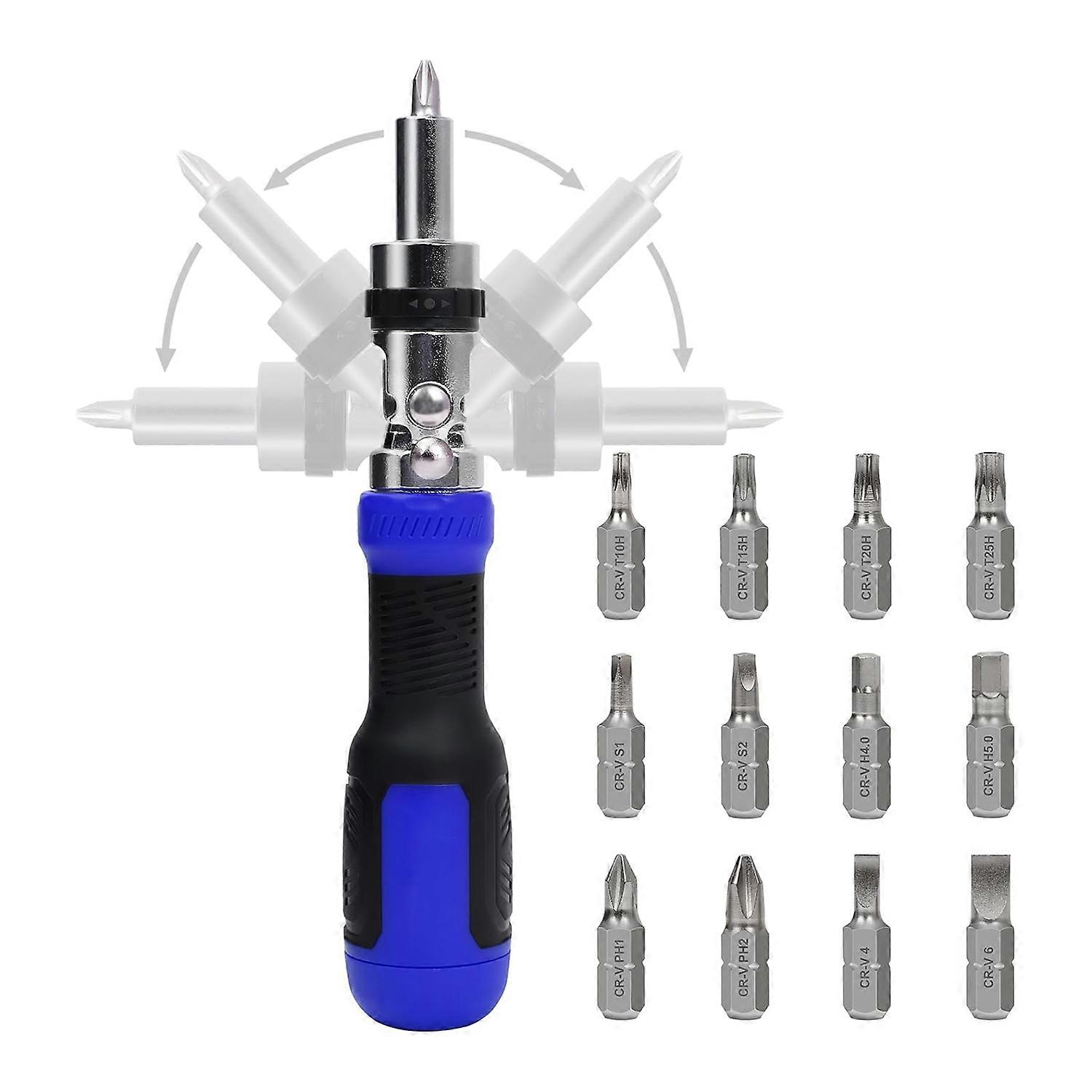 Ratchet Screwdriver 13-In-1 Multi Screwdriver Tool All in One Ratcheting Screwdriver ,180 Degree Pivoting Adjustable