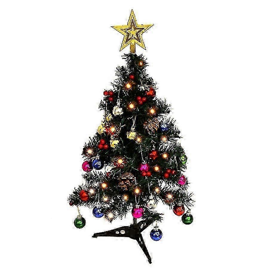 Mini Christmas Tree - LED Lights and Ornaments Included - 30cm