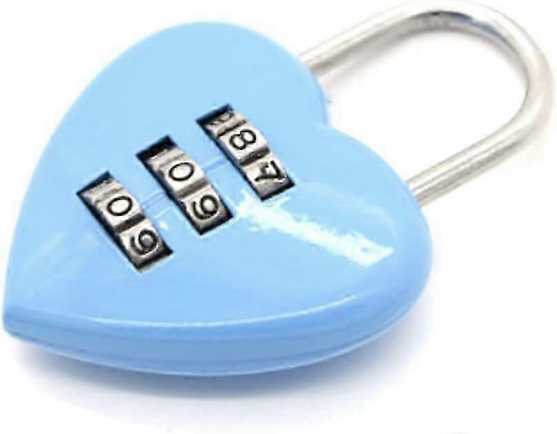 1Pc Blue Cute Mini Combination Lock 3 Digit, Love Heart Shape Password Code