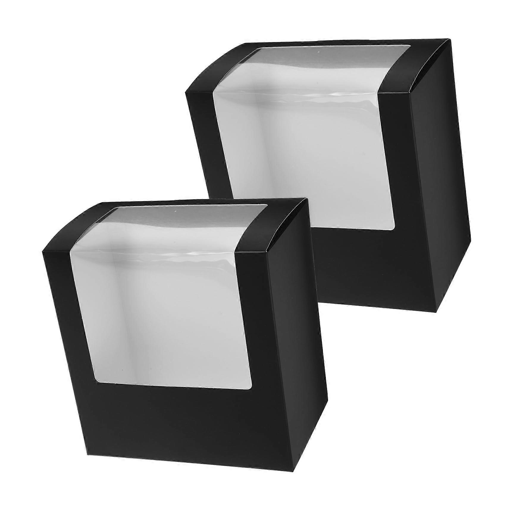 2 Pack Clear Hat Storage Boxes with Window, Cardboard Organizer for Baseball Caps Travel Portable