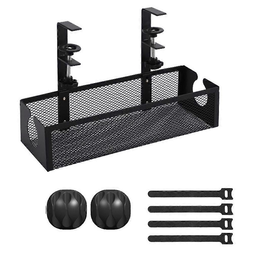 Opening Under-Desk Storage Basket Punch-Free Storage Rack Metal Grid Adjustable Wire Socket Basket