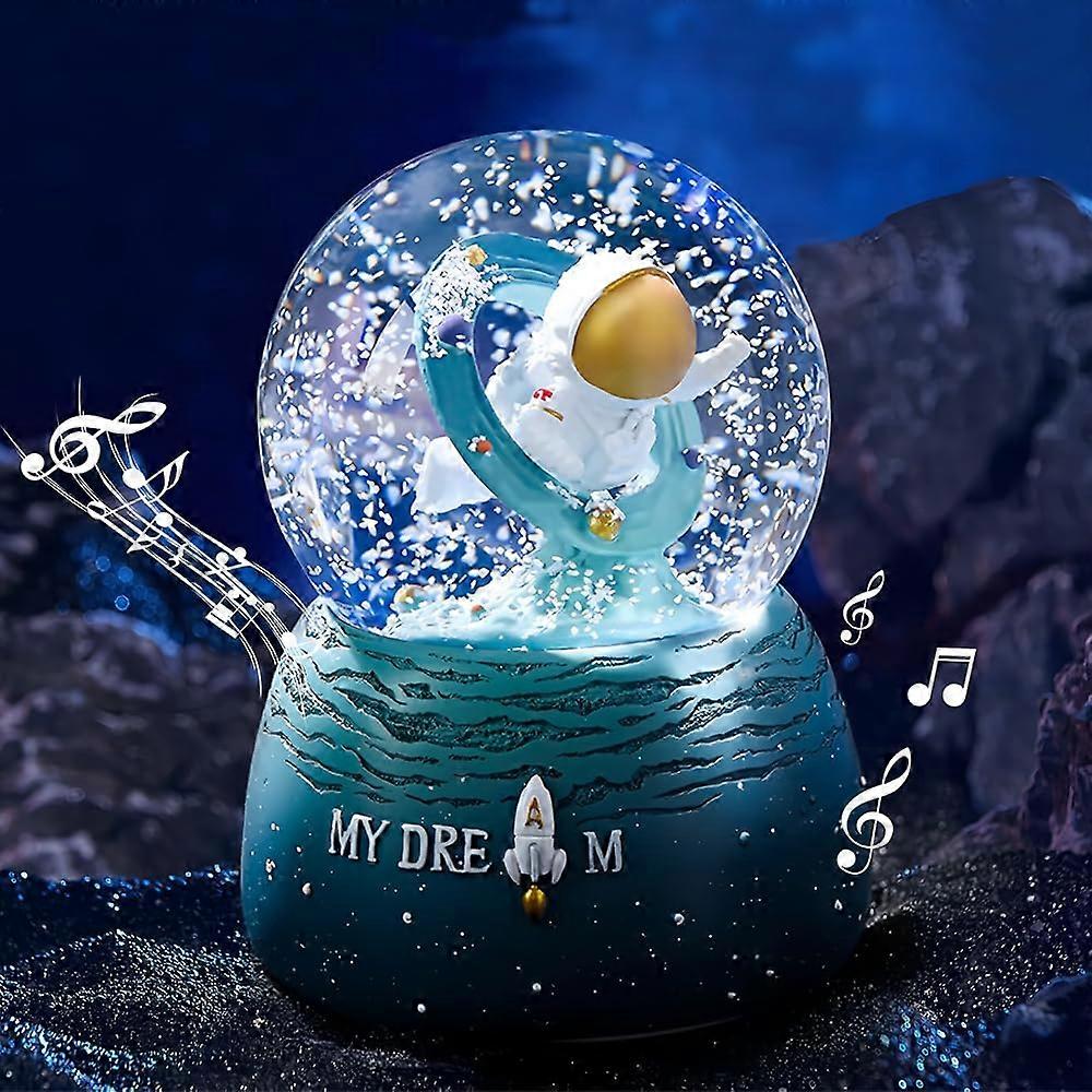 Astronaut Snow Globe with Music and Color Lights, Automatic Snowfall Effect, Battery Powered for Kids Teens 512