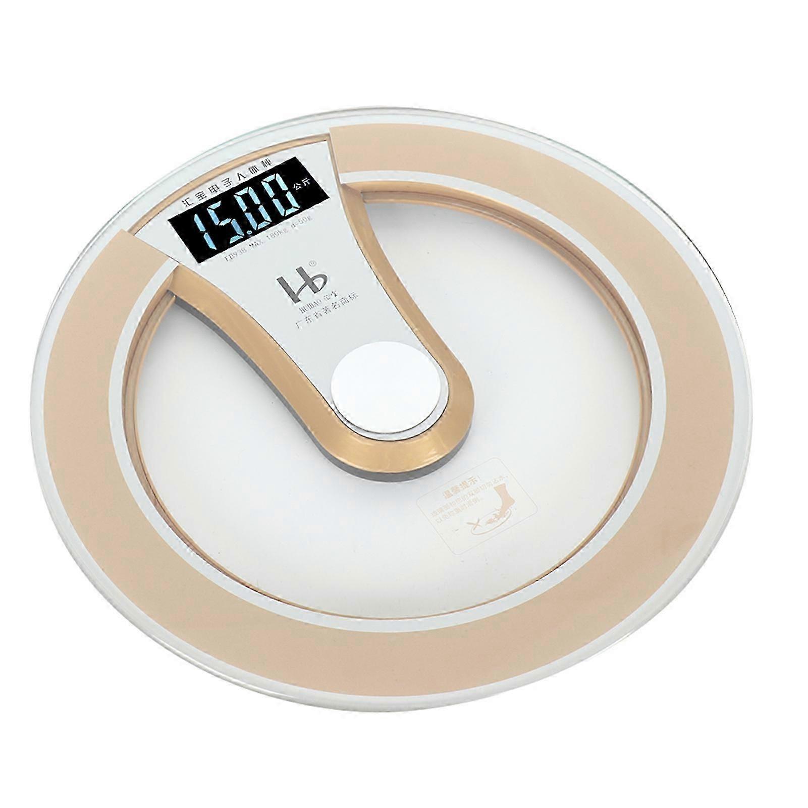 Electric Smart Scale with LCD Display Round Design Accurate Weight Measurement Gold