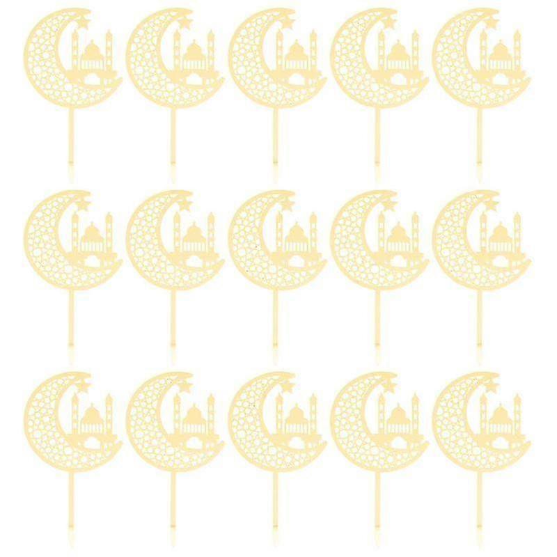 15-Piece Eid Mubarak Cake Decor Inserts for European Markets