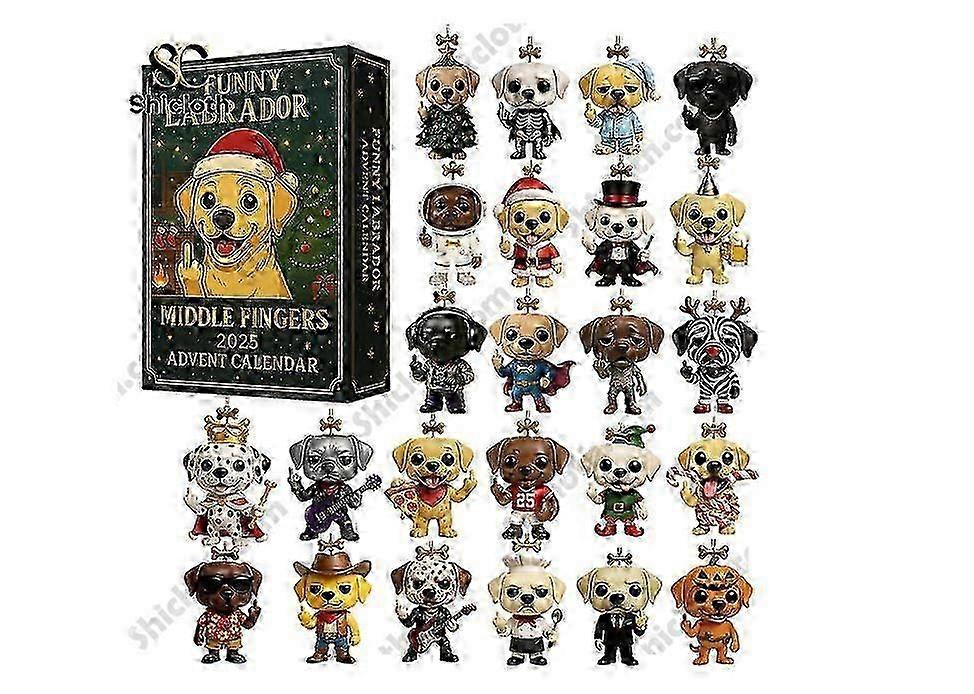 Grappige Labrador Advent Blind Box Countdown Kerstboom Decoratie Acryl Hanger