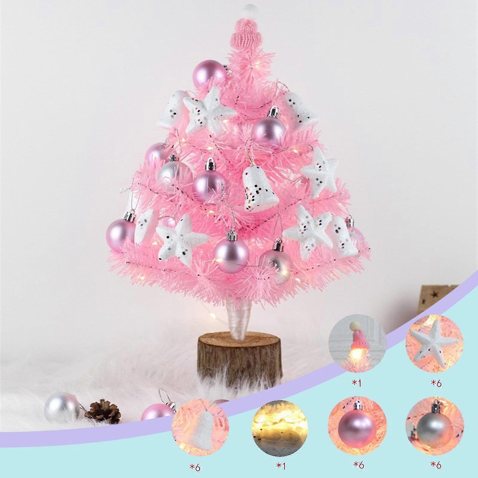 Capino Christmas Tree, 18" Table Top Artificial LED Xmas Tree with Lights & Ornaments, Battery-Powered, Party Decor