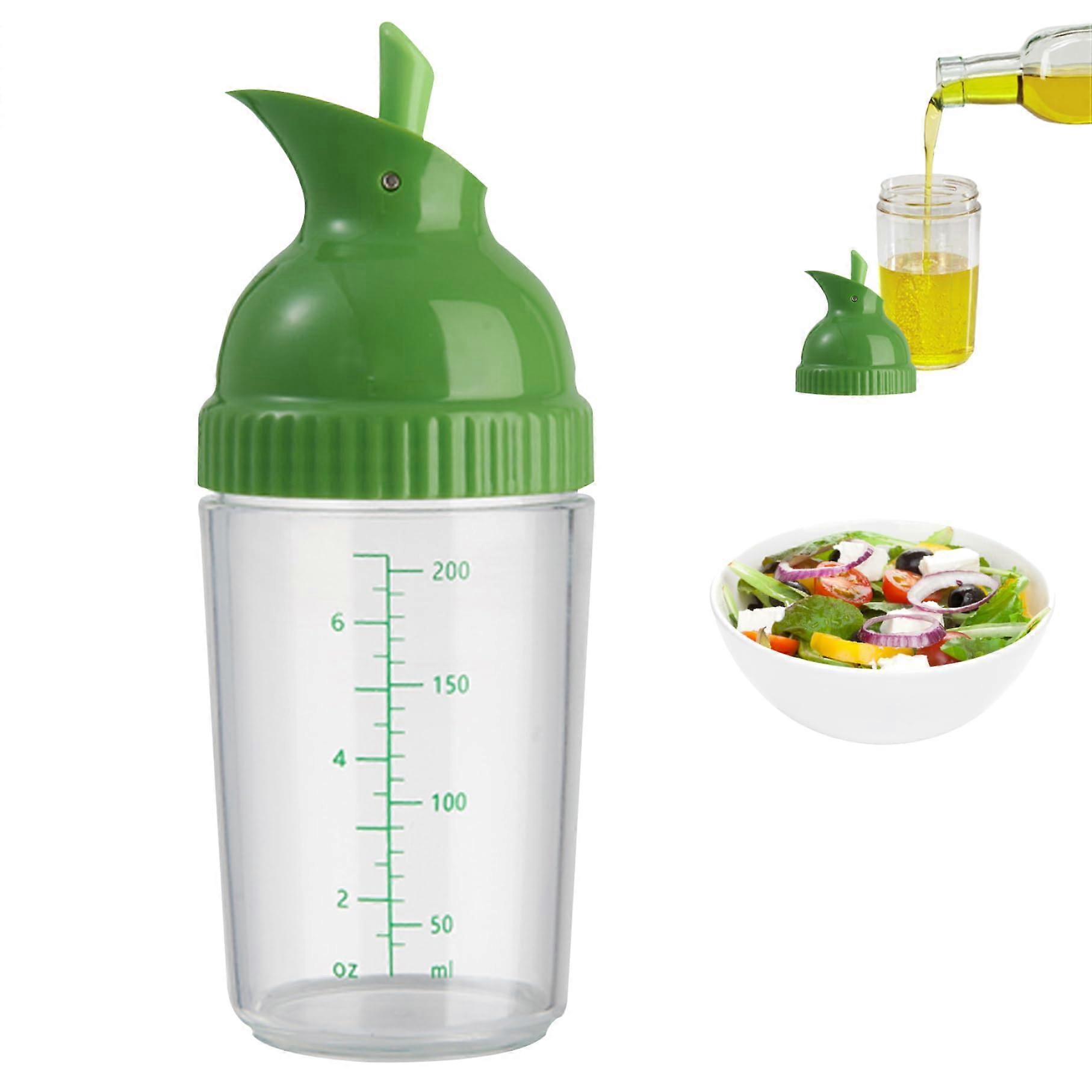 Salad Dressing Shaker 200ml Leakproof Pour Spout Wide Mouth Mixer Bottle with Measurement Scale