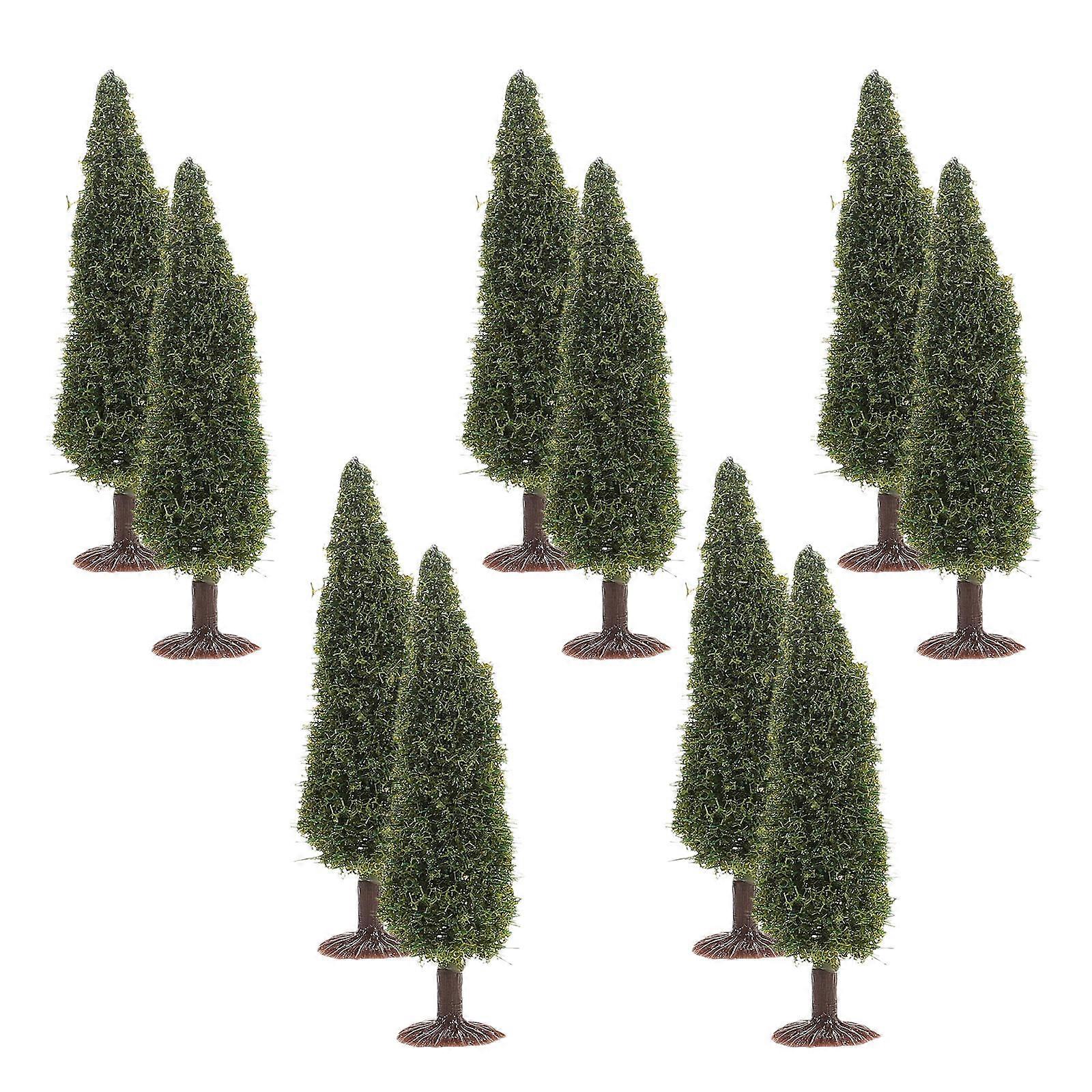 10Pcs Green Miniature Pine Tree Model for Decoration Plastic Scenery Trees